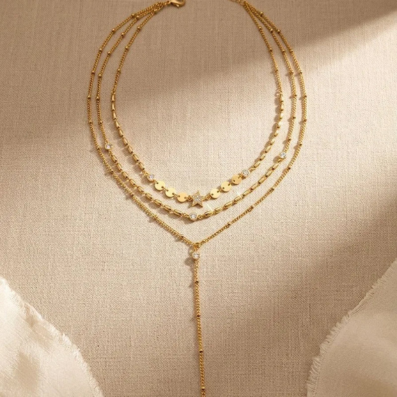 Triple-Layer Y-Chain Necklace
