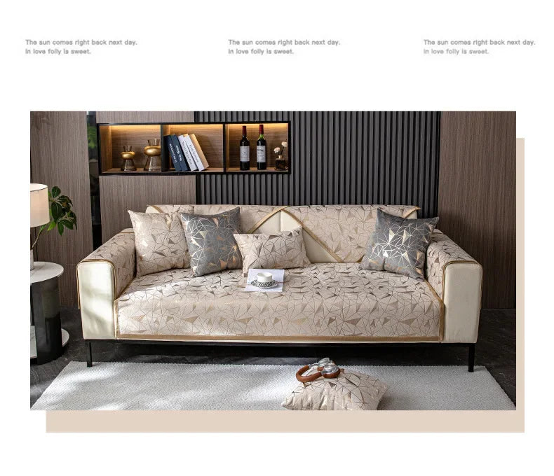 Luxury Chenille Sofa Cover with Anti-Slip Backing