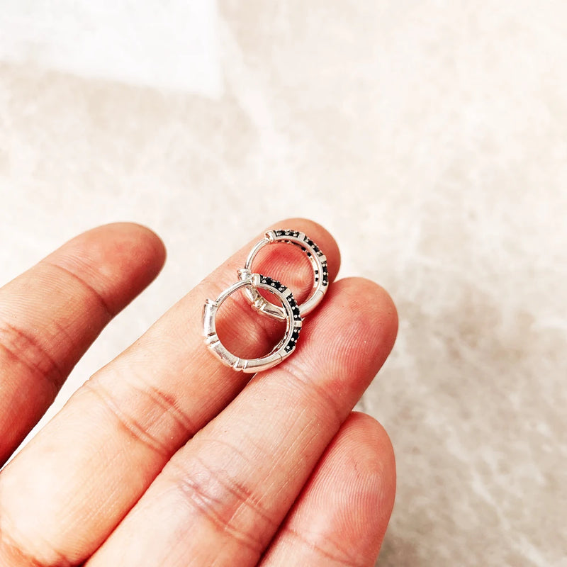 Bamboo-Style Hinged Hoop Earrings in Sterling Silver