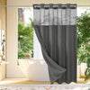 Double-Layer Waffle Shower Curtain with Built-in Snap Liner