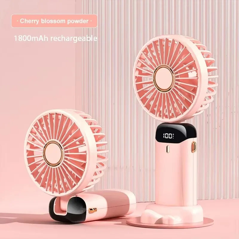 Portable Neck Fan with LED Display and Phone Stand