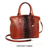 Vintage Croc-Embossed Structured Satchel Handbag