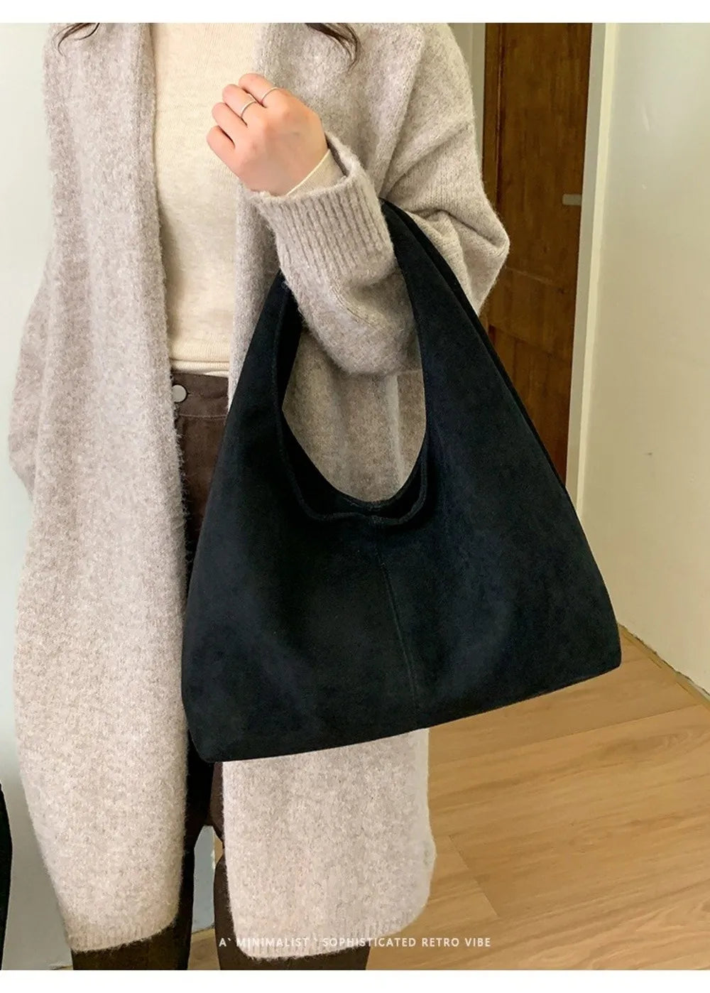 Retro Suede Shoulder Bag with Large Capacity