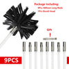 Package including 9 pieces of 400mm long rods and 1 brush head for flexible chimney and dryer vent cleaning.