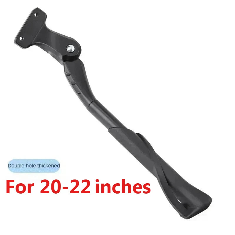 Black universal aluminum alloy bicycle kickstand with a double hole thickened design.