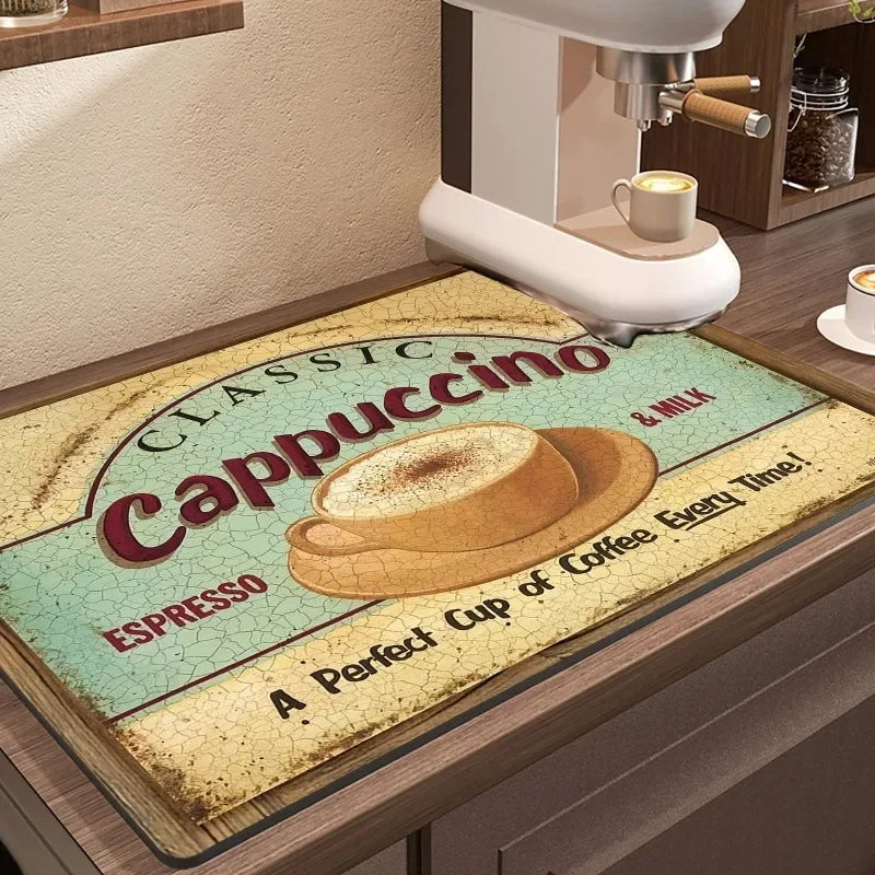 Fast-Drying Kitchen Absorbent Mat for Coffee Stations and Countertops