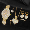 Gold Rhinestone Watch & Jewelry Set