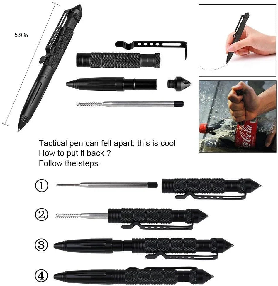 Tactical Self-Defense Pen with Tungsten Steel Glass Breaker