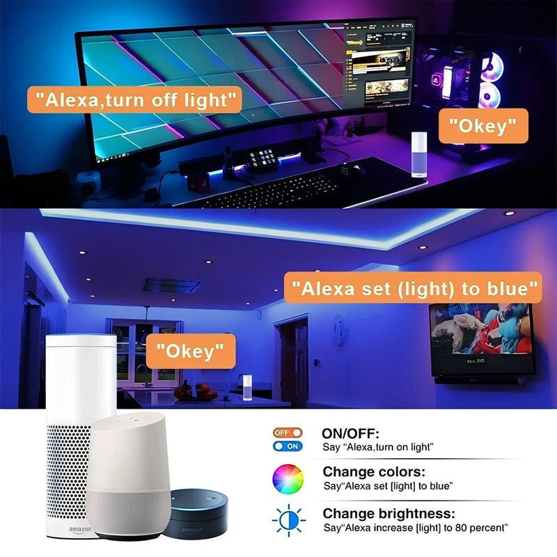 USB-Powered RGB LED Strip Lights with App & Remote Control
