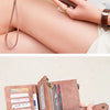 Vintage RFID-Blocking Long Wallet with Wristlet Strap