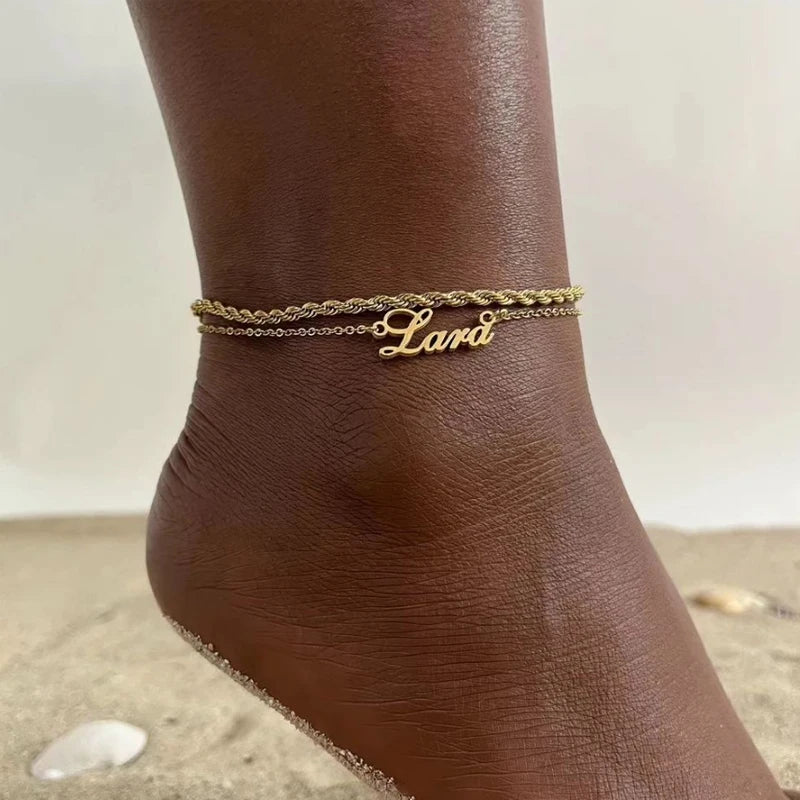 Personalized Double-Layer Name Anklet