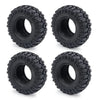 Two black soft rubber tires for 1/18 and 1/24 RC crawler cars shown from the top.