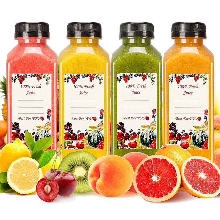 Clear Reusable Juice Bottles with Cleaning Brush and Funnel