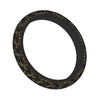 A black steering wheel cover with a dark green and brown camouflage pattern.