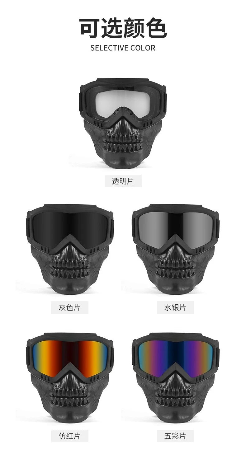 Skull Design Motorcycle & Cycling Goggles with Protective Mask