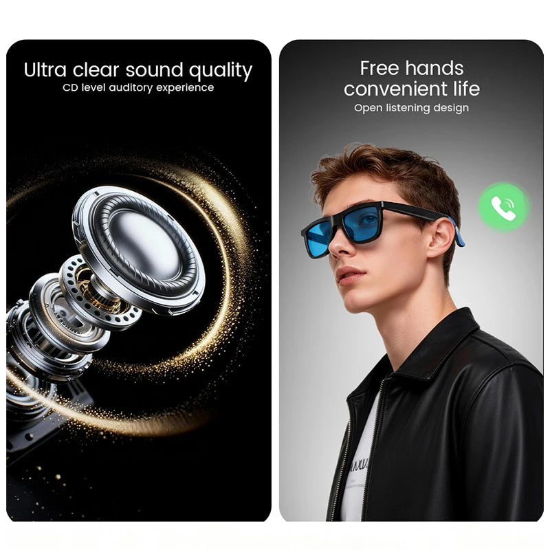 Lunettes audio intelligentes avec verres électrochromiques adaptatifs