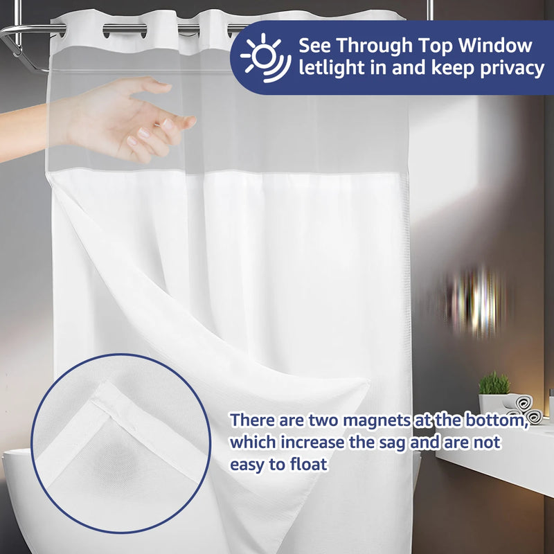 Double-Layer Waterproof Shower Curtain with Snap-In Liner