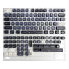 A clear acrylic mechanical keyboard featuring Ocean Blue MOA Profile PBT keycaps and various function keys.