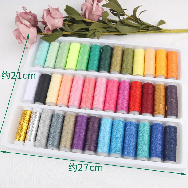 39-Color Polyester Sewing Thread Set for Embroidery & Crafting