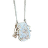 A light silver sequin accent chain shoulder bag with a delicate braided strap.