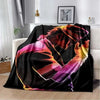 A black flannel throw blanket featuring a vibrant, artistic print of Michael Jackson.
