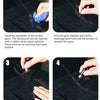 A four-step guide showing how to repair a broken glass using a DIY kit with nano resin.