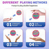 Four playing methods for a hand-controlled 360° LED flying ball for kids including straight flight, subduction, corner flight