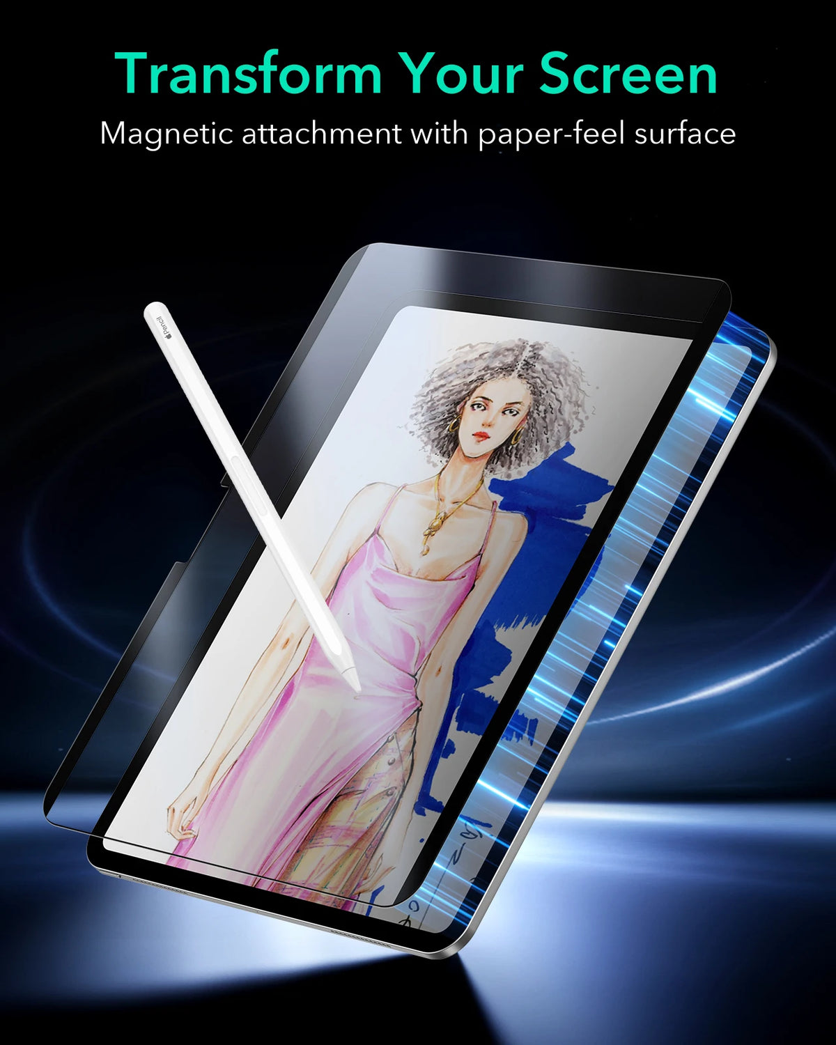 Magnetic Paper-Feel Screen Protector for iPad (2-Pack)