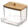 Transparent Cotton Swab & Toiletry Storage Box with Bamboo Lid