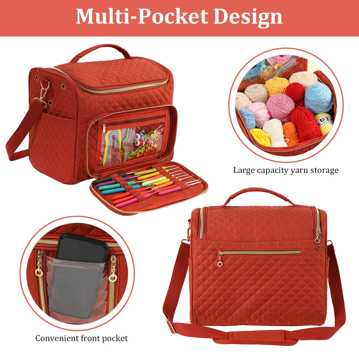 Portable Yarn Storage & Crochet Organizer Bag