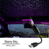 USB Starry Night car ceiling projector emitting white light onto the interior of a vehicle.
