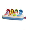 A colorful interactive pop-up animal sensory toy featuring various plastic animals.
