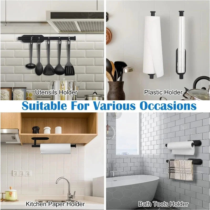 Stainless steel wall-mounted paper towel holder for kitchen and bathroom use