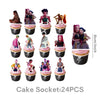 A set of 24 K-Pop themed cake sockets featuring various female characters in colorful outfits