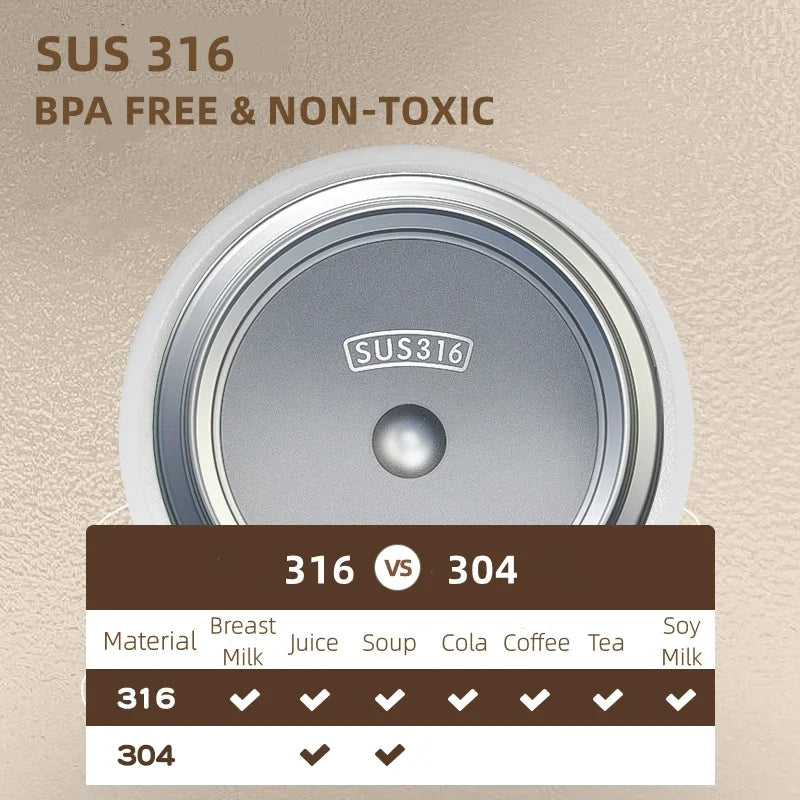 316 Stainless Steel Insulated Food Jar with Foldable Spoon