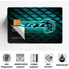 A black card with an SRT logo design featuring a stylized lion head in bright blue and orange tones.