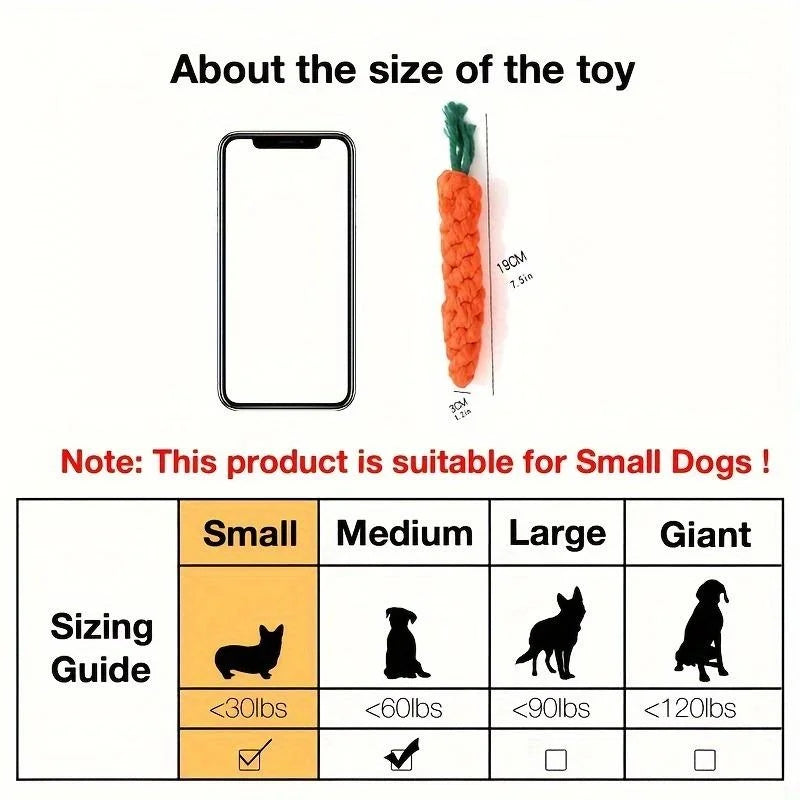 Carrot-Shaped Cotton Rope Dog Toy