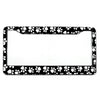 Black and white paw print patterned aluminum license plate frame for car tags