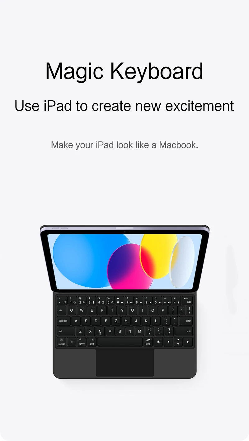 Bluetooth Keyboard Case with Touchpad for iPad Pro, Air & Standard Models