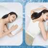 Three women demonstrate the use of cooling pillows in different sleeping positions.