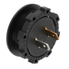 Black LED digital voltmeter for 12V-24V vehicles with brass terminals.