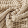 Khaki Knitted Throw Blanket with Tassels