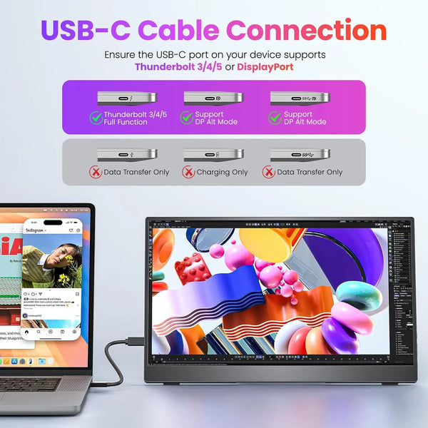 15,6-Zoll tragbarer FHD-Monitor mit USB-C & HDMI