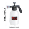 A white hand pump foam sprayer with a black pump and handle, used for car or garden watering.