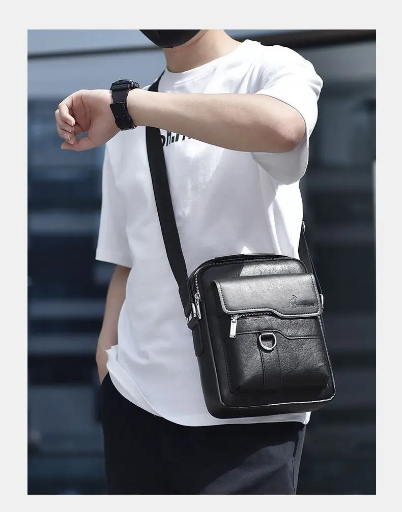 Vintage Leather Messenger Bag for Men – Classic Crossbody Shoulder Bag