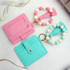 Silicone Bead Bracelet with Leather Card Holder and Tassel