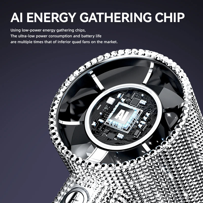 Glittering Diamond Portable Rechargeable Fan