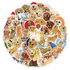 A circular sticker pack featuring various illustrations and faces of Golden Retrievers.