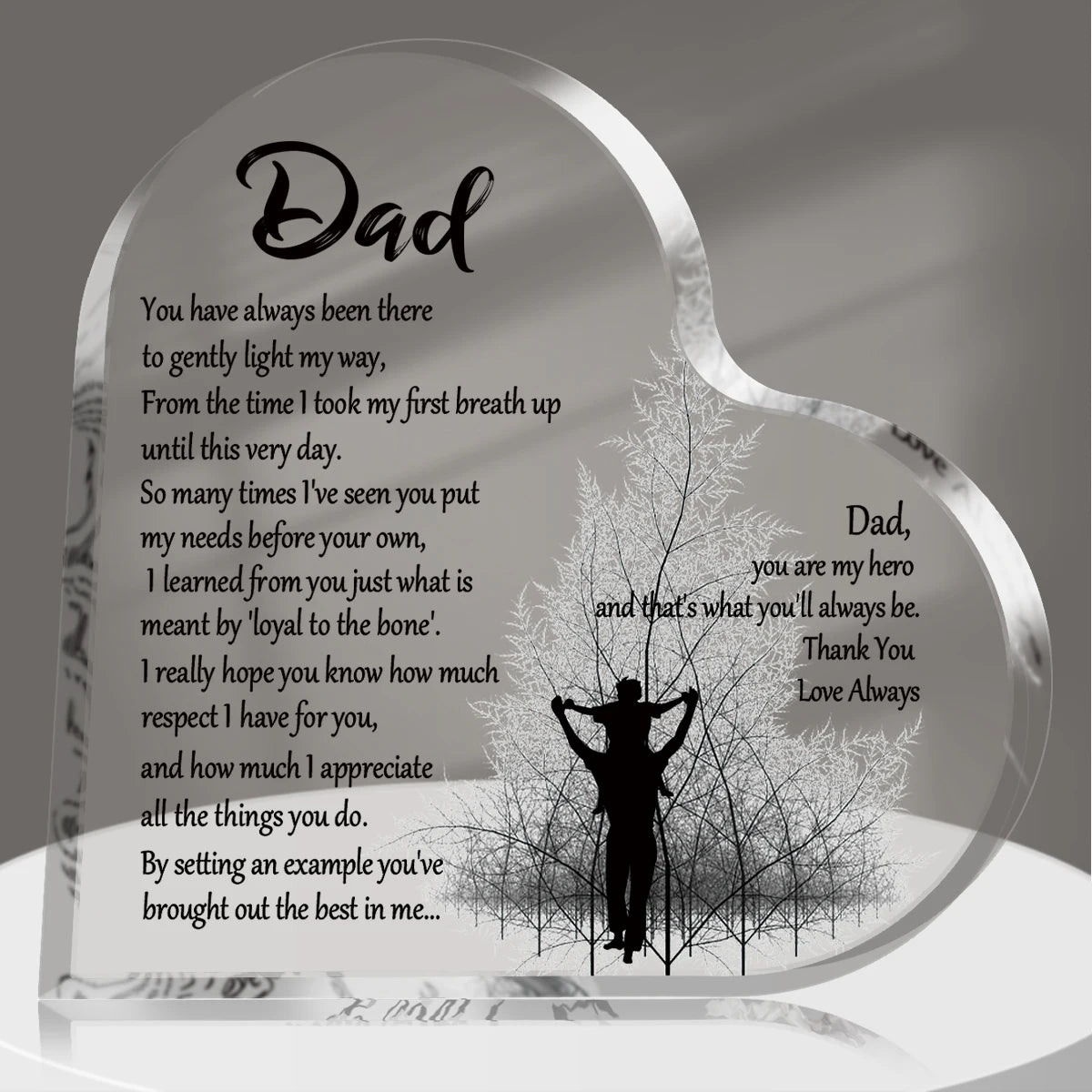 Heart-Shaped Acrylic Keepsake Plaque for Dad