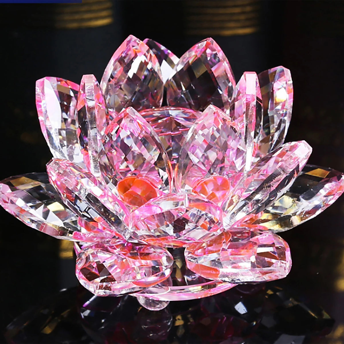Crystal Lotus Flower Figurine – Elegant Glass Tabletop Decor